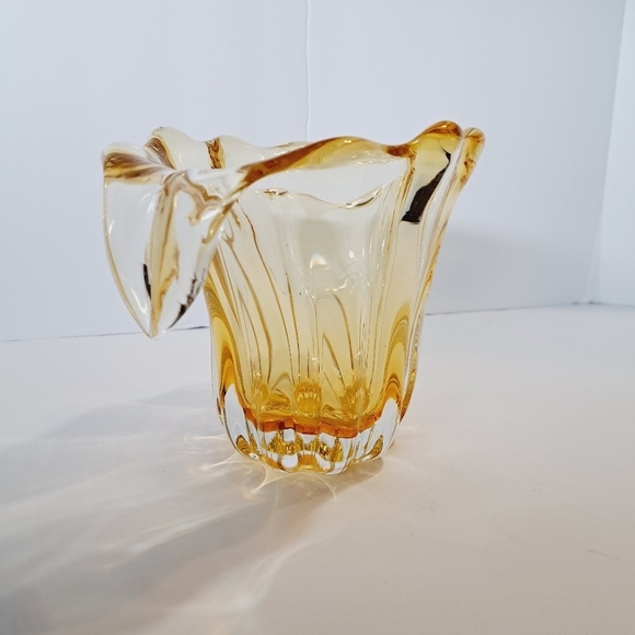 Murano  Amber Glass Flower Bud Vase MCM - Picture 2 of 6